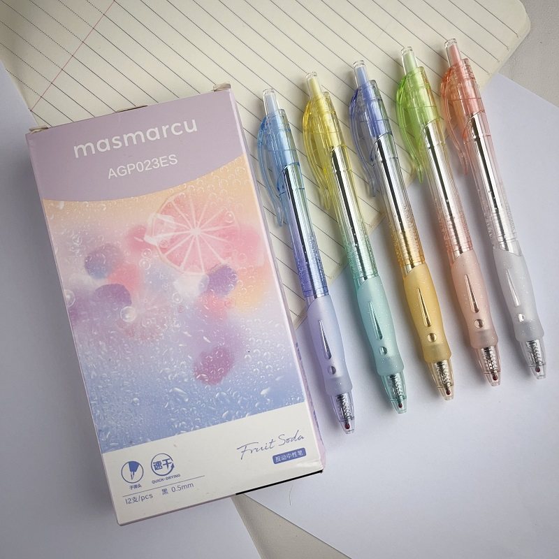 晨光MASMARCU四莳果物气泡果果按动中性笔小清新高颜值ins风可爱学生考试用按压式签字笔刷题笔023ES黑色0.5