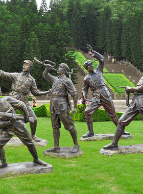 玻璃钢革命风纪念馆新四军雕塑