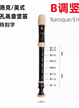 B调竖笛八孔高音巴洛克指法英式中小学生课堂推荐演奏乐器直笛C调