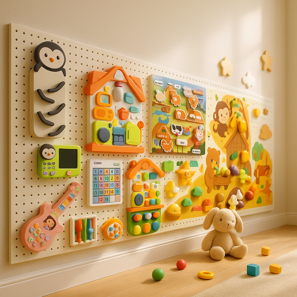 墙面婴幼儿益智玩具宝宝忙碌板墙上围栏洞洞板儿童蒙氏早教自制挂