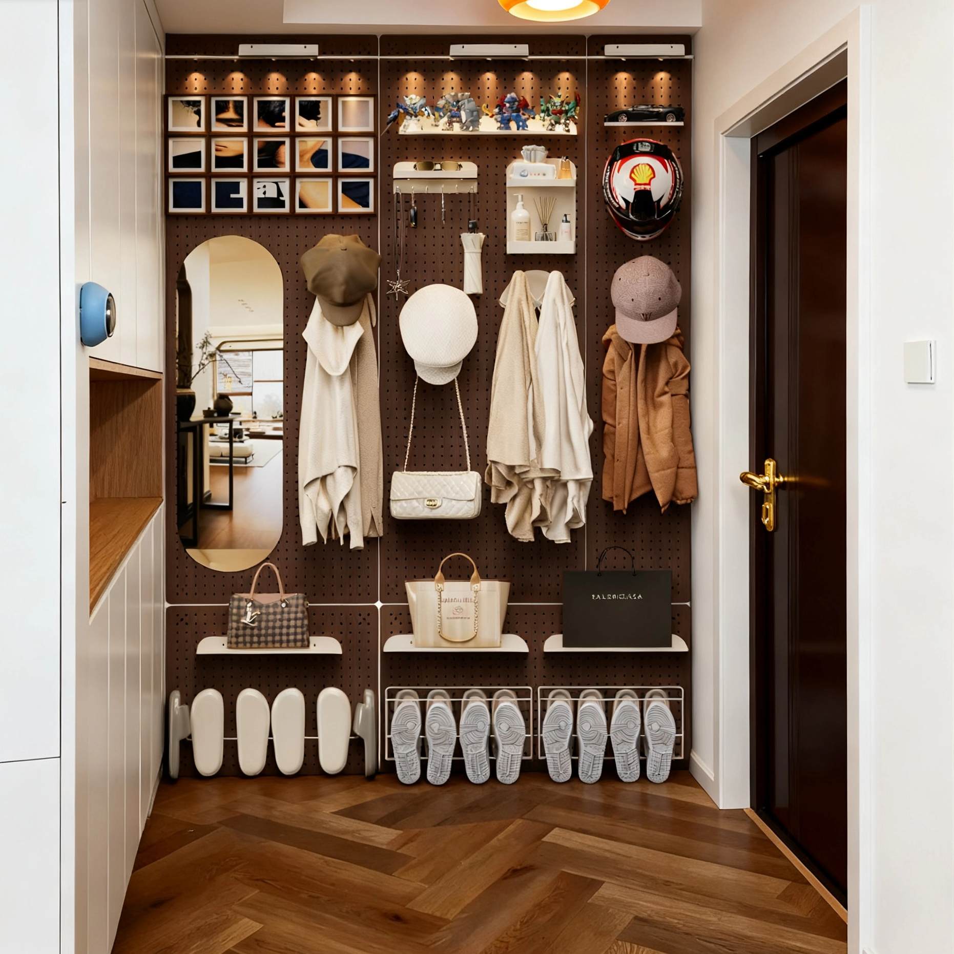 入户玄关置物架造型墙洞洞板壁挂客厅落地可定制展示架金属洞洞板