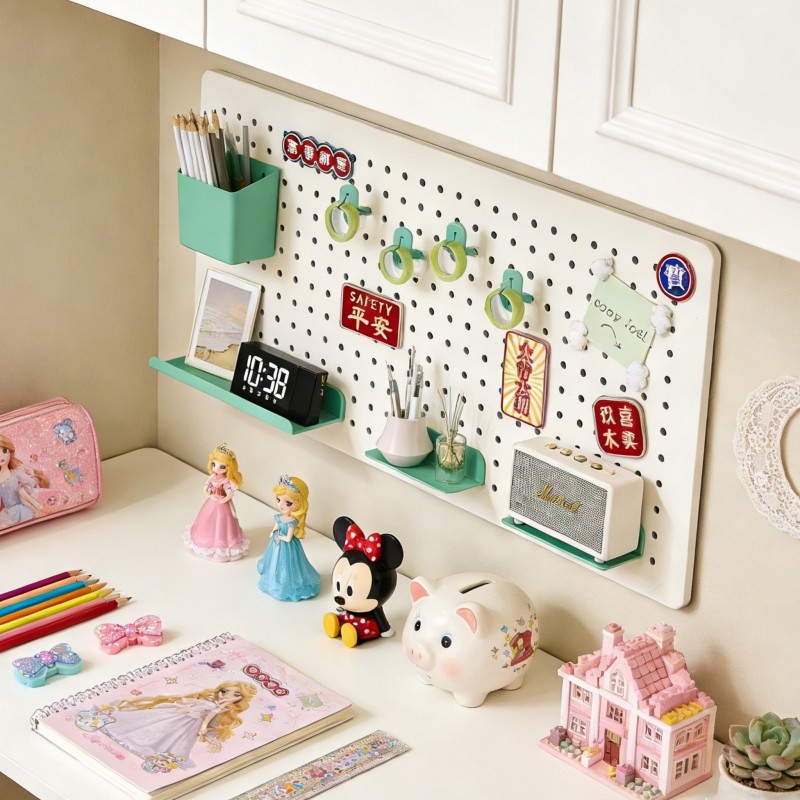 收纳洞洞板置物架免打孔儿童书桌定制墙壁金属学习桌墙面磁吸墙上,收纳整理,收纳洞洞板,淘宝优惠券,粉丝福利购,淘宝优惠卷
