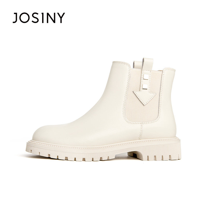 가을과 겨울 여성을위한 ZHUOSHINI 가죽 부츠 새로운 스타일  가죽 굴뚝 부츠 패션 부츠 두꺼운 단독 플러스 벨벳 짧은 부츠 여성 싱글 부츠