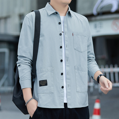 衬衫男长袖春秋季工装秋衣外套