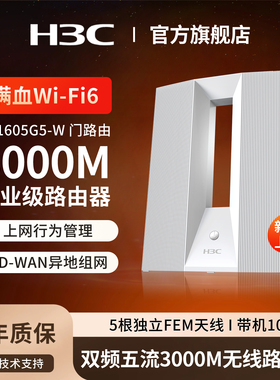 H3C新华三 千兆WiFi6家用无线路由器双频3000M小微办公wifi穿墙SD-WAN异地组网未来之门/门路由ER1605G5-W