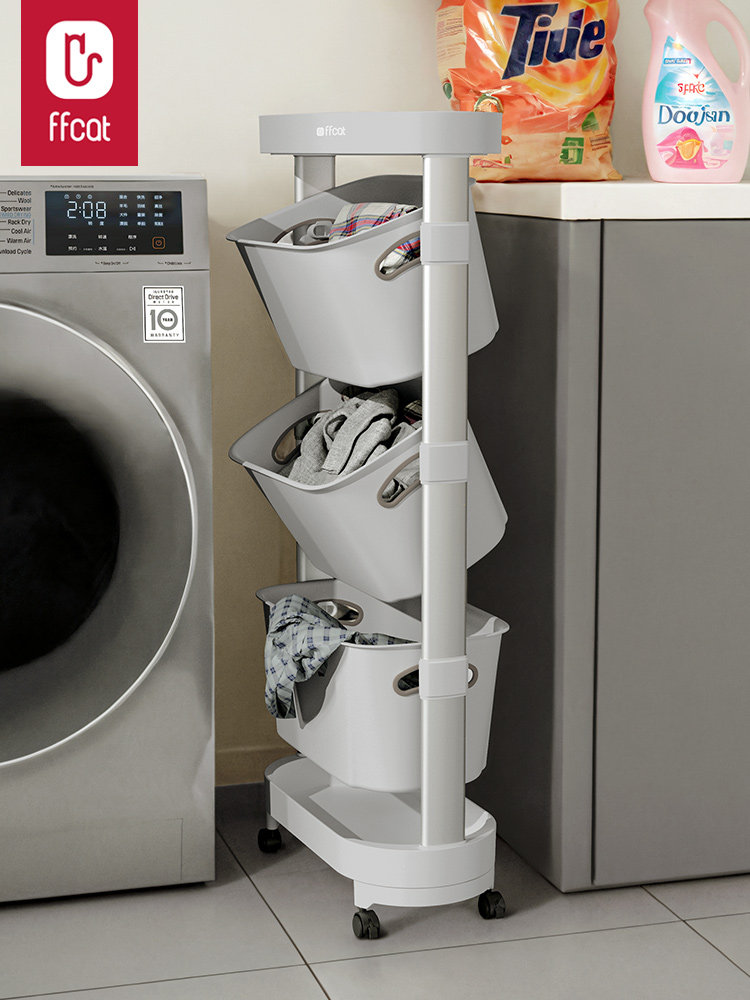脏衣篓小推车置物架落地可移动卫生间浴室家用脏衣服收纳筐洗衣篮
