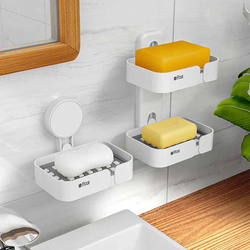 壁挂双层浴室免打孔置物架香皂盒