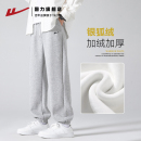 重磅灰色束脚运动裤 秋冬季 子 男保暖宽松休闲长裤 回力加绒加厚卫裤