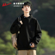 回力连帽卫衣男春秋款 外套 宽松休闲加绒秋冬男士 黑色重磅美式 帽衫