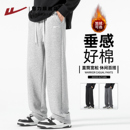 直筒宽松休闲阔腿卫裤 回力裤 加绒加厚男士 秋冬运动2025新款 子男款