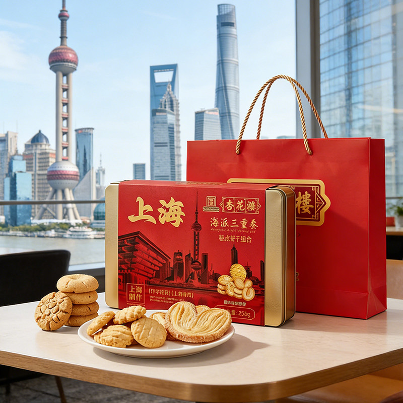 上海蝴蝶酥上海杏花楼海派三重奏糕点礼盒伴手礼混合零食下午茶蝴