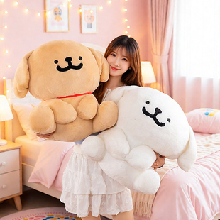 可爱坐姿线条小狗公仔毛绒玩具大号抱枕娃娃睡觉抱枕玩偶儿童礼物
