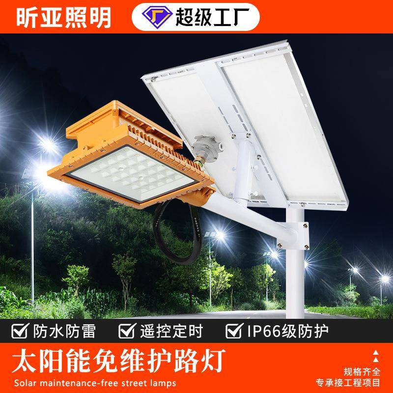 太阳能LED隔爆路灯加油站加气站化工厂三防灯6米高杆投光灯应急灯