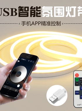 遥控灯带手机APP控制调光调色USB无线自粘电视柜免走线免布线灯条