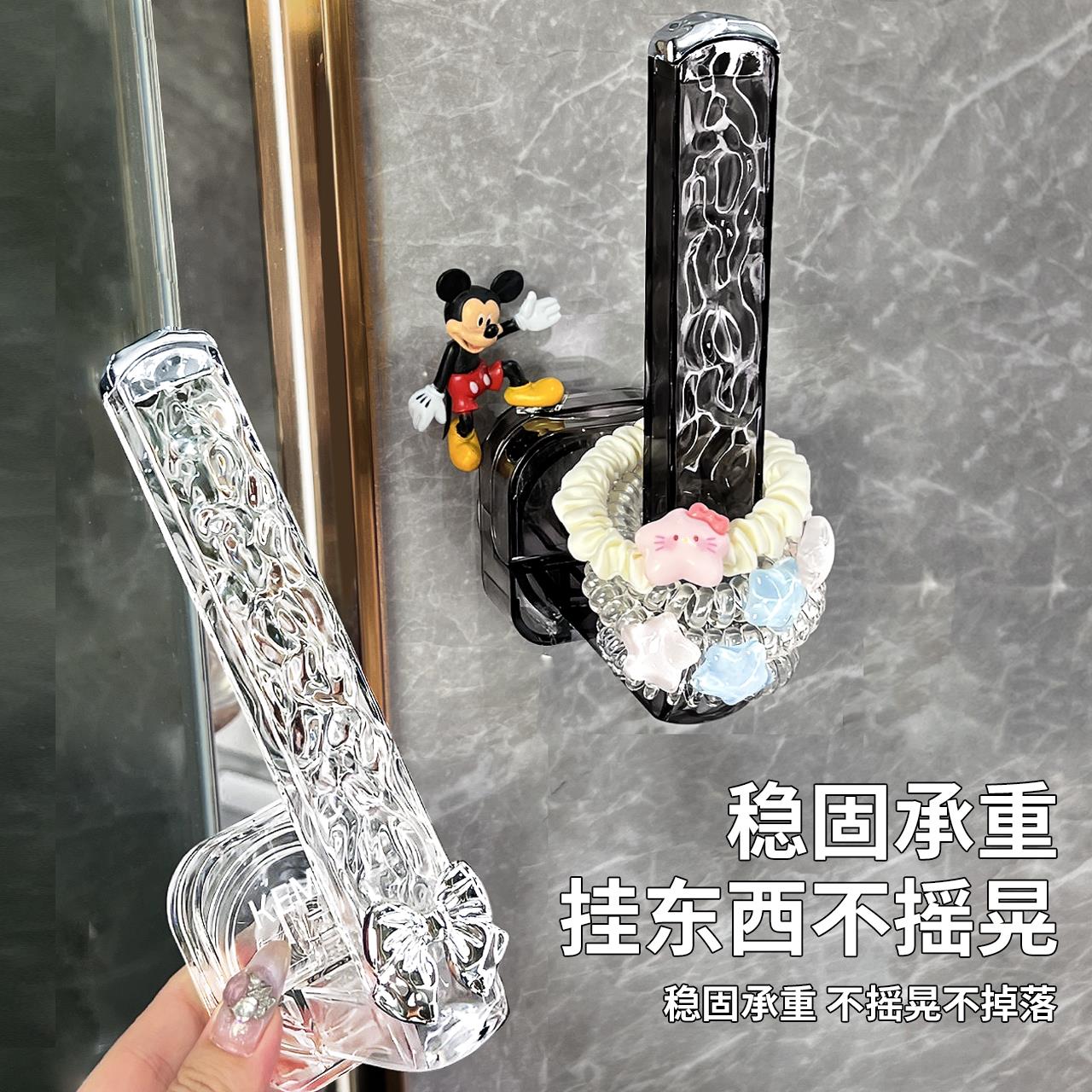 吸盘发圈挂钩壁挂免打孔置物架轻奢发夹首饰洗脸发箍头绳收纳盒