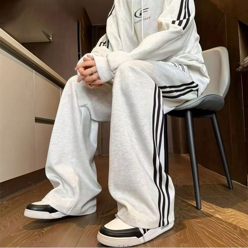 秋季新款直筒裤男工厂批发百搭时尚条纹裤子运动青少年男式休闲裤