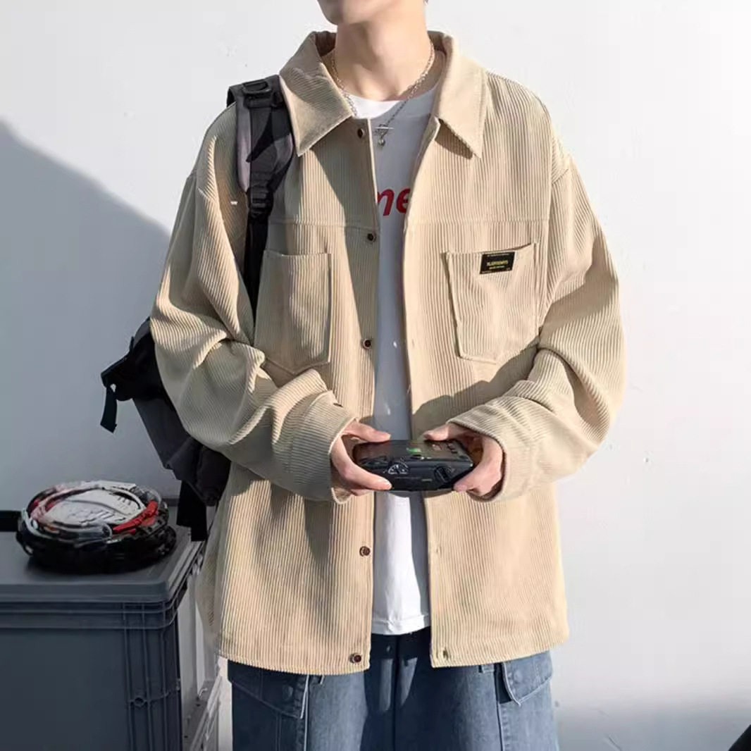 长袖衬衫纯色外套男春秋季薄款2026新款衬衣港风潮牌休闲上衣百搭