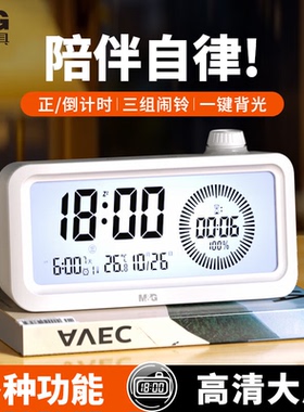 晨光可视化智能闹钟计时器 学生家用起床神器多组闹铃背光床头钟温度计 开学升学季必备礼物ARC925EA