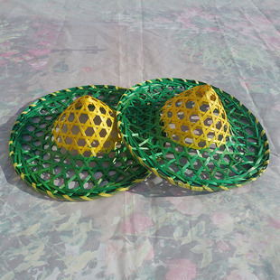 舞蹈斗笠帽儿童舞台道具彩色竹编镂空花朵跳舞斗笠我们 田野帽子