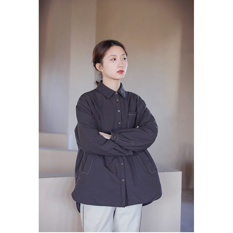 韩版女装时尚休闲洋气轻奢中长款宽松百搭秋冬加厚加绒棉衣棉服