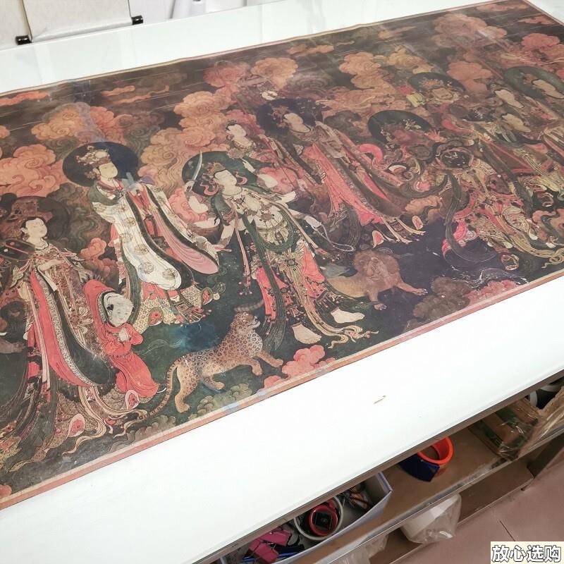 佛像画法海寺壁画帝释天东西复古书画人物国画真迹b微喷仿古装饰