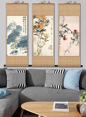 谢稚柳翠竹花鸟名家花鸟字画张大千古木f幽禽国画丝绸卷轴喜上眉