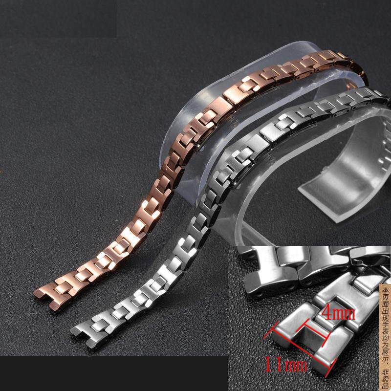 原厂代用钨钢表带手表带凹口宽11凹4mm宽9凹3mm钢色金色配件