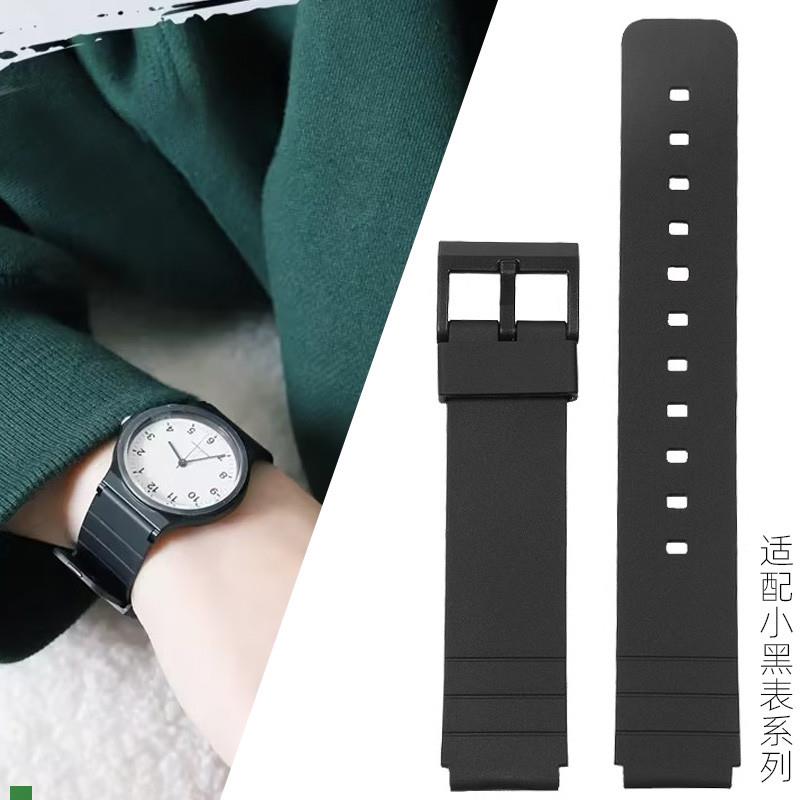 .适配原装树脂硅胶手表带卡西欧MQ-24/mw-59男女ins风黑色硅胶学