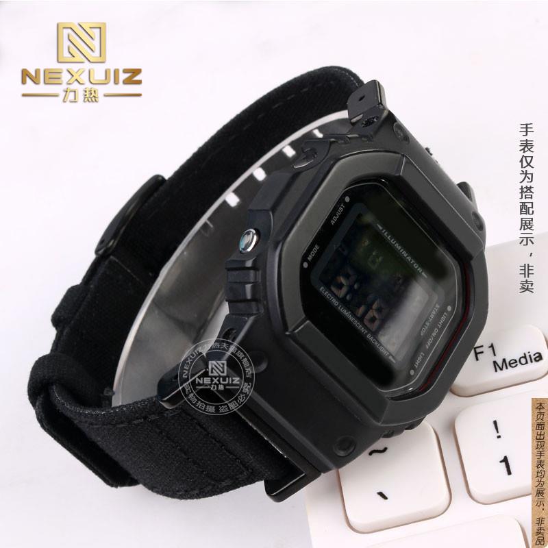 原厂代用卡西欧DW-56005610GW-B5600小方块金银砖改装帆布表带