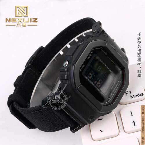 原厂代用卡西欧DW-56005610GW-B5600小方块金银砖改装帆布表带