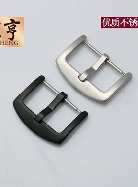 原厂代用皮带硅胶针扣黑色拉丝表扣粗表带扣磨砂表扣18202224mm