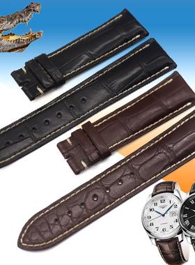 原厂代用适合浪琴美洲鳄鱼皮表带男名匠军旗鳄鱼表带L2.628/L2.67