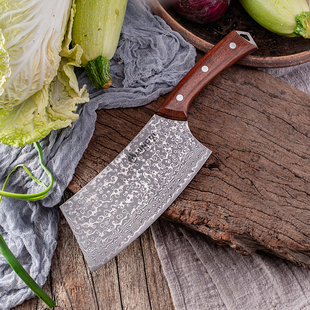 家用菜刀切片刀锻打大马士革钢高硬度锋利快切不锈VG10德国工艺