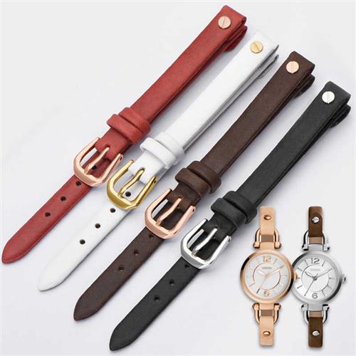 适用Fossil化石真皮手表q带女ES4119ES4176ES3262U型口女款8mm