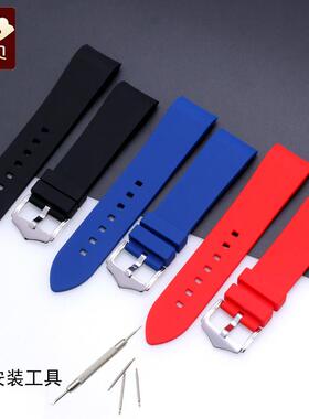 适用于硅胶手表带黑色弧口男女通用型天梭浪琴阿玛尼水鬼182022mm