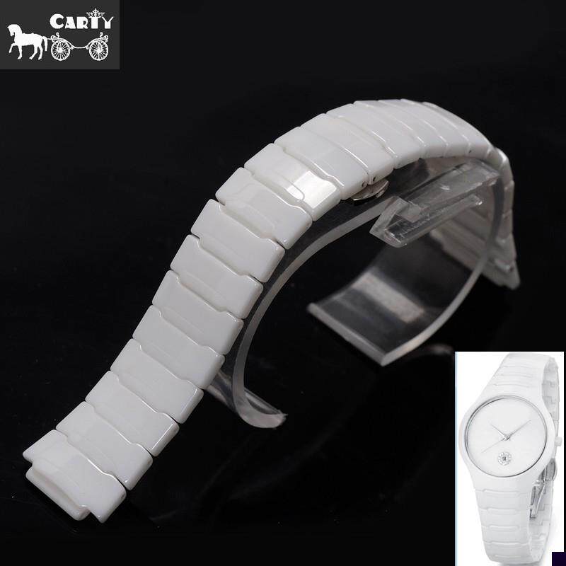 适用于陶瓷表带雷达真系列凸1421手表配件陶瓷表链黑白