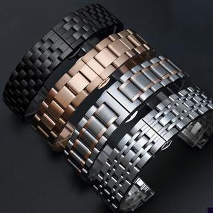 适用于手表表带钢带男士欧米茄万国精钢表链金属天梭浪琴钢带女