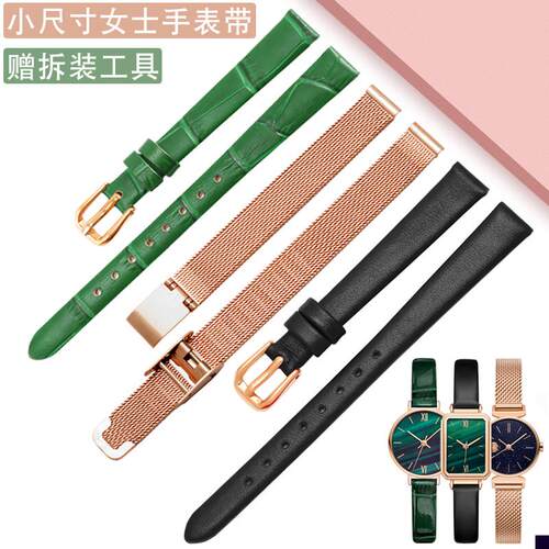 适用于真皮手表带通用dw天梭卡西欧浪琴米兰网带女6810mm小尺寸表