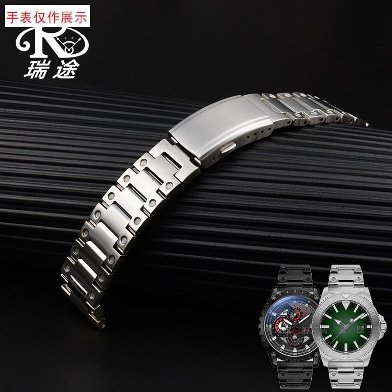 适用不锈钢金属表链手表带钢带r配件华为GT卡西欧EFR-303表带22mm