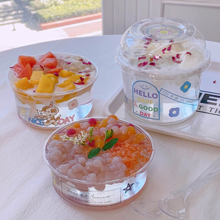 冰粉专用碗一次性芋圆水果捞杨打包盒梅冰汤网红椰奶冻甜品碗