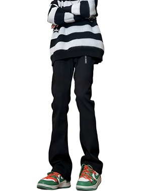 ColorfulCreations美式复古高街柳叶水洗做旧百搭直筒微喇牛仔裤