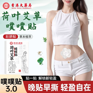 香港大药房荷叶艾草噗噗贴艾绒草本家用肚脐贴艾脐贴穴位去湿贴