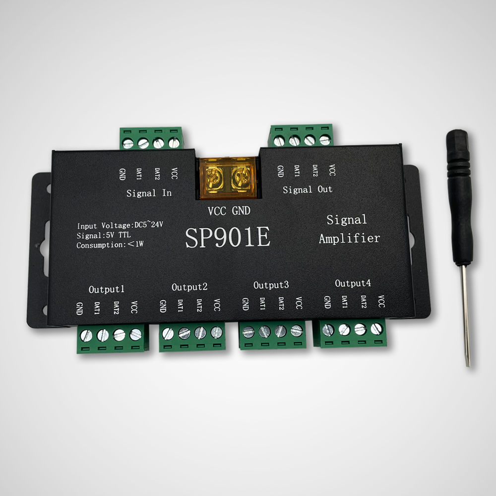 原装SP901E信号放大器分控器LED幻彩灯带WS2812 2811分路信号扩展