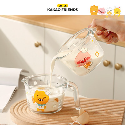 KAKAO FRIENDS量杯带刻度玻璃杯家用食品级耐高温厨房烘焙打蛋杯