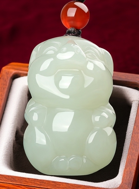 涵怡男女款和田玉福猪吊坠