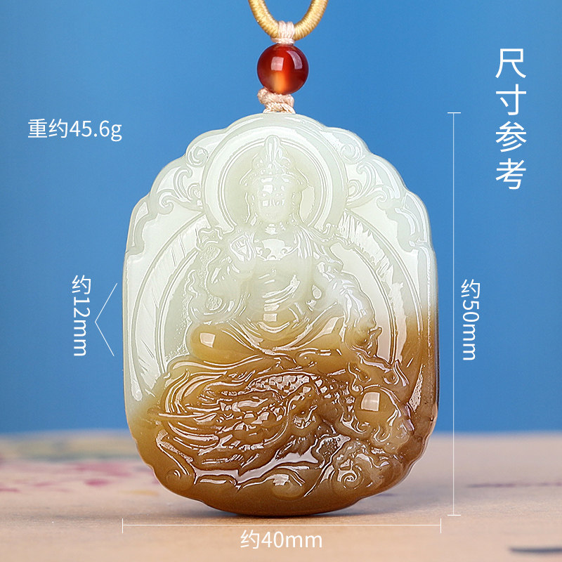 天然和田玉糖玉观音吊坠大师工艺