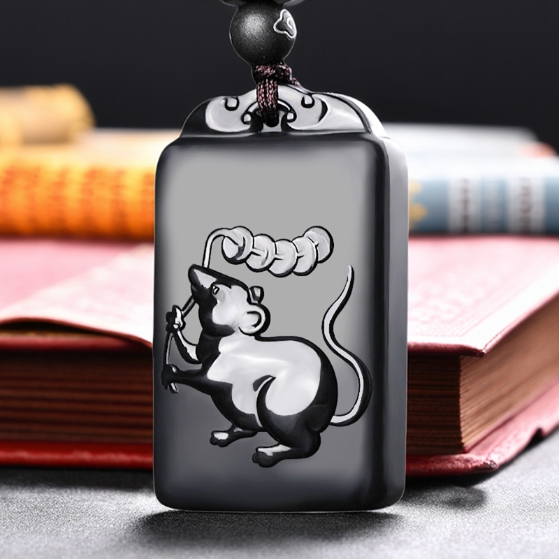 涵怡和田玉墨玉十二生肖吊坠