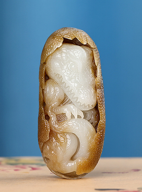 涵怡和田玉糖玉恐龙手把件