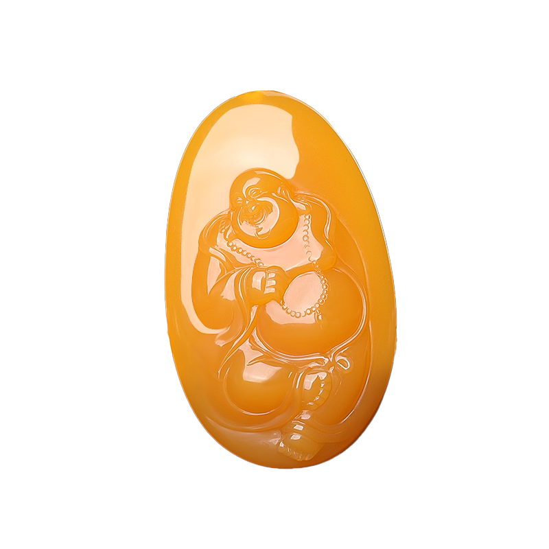 孤品大师工艺黄龙玉鸡油黄佛公吊