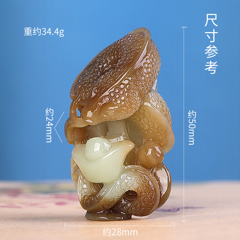 和田且末糖玉富贵缠身玉石吊坠